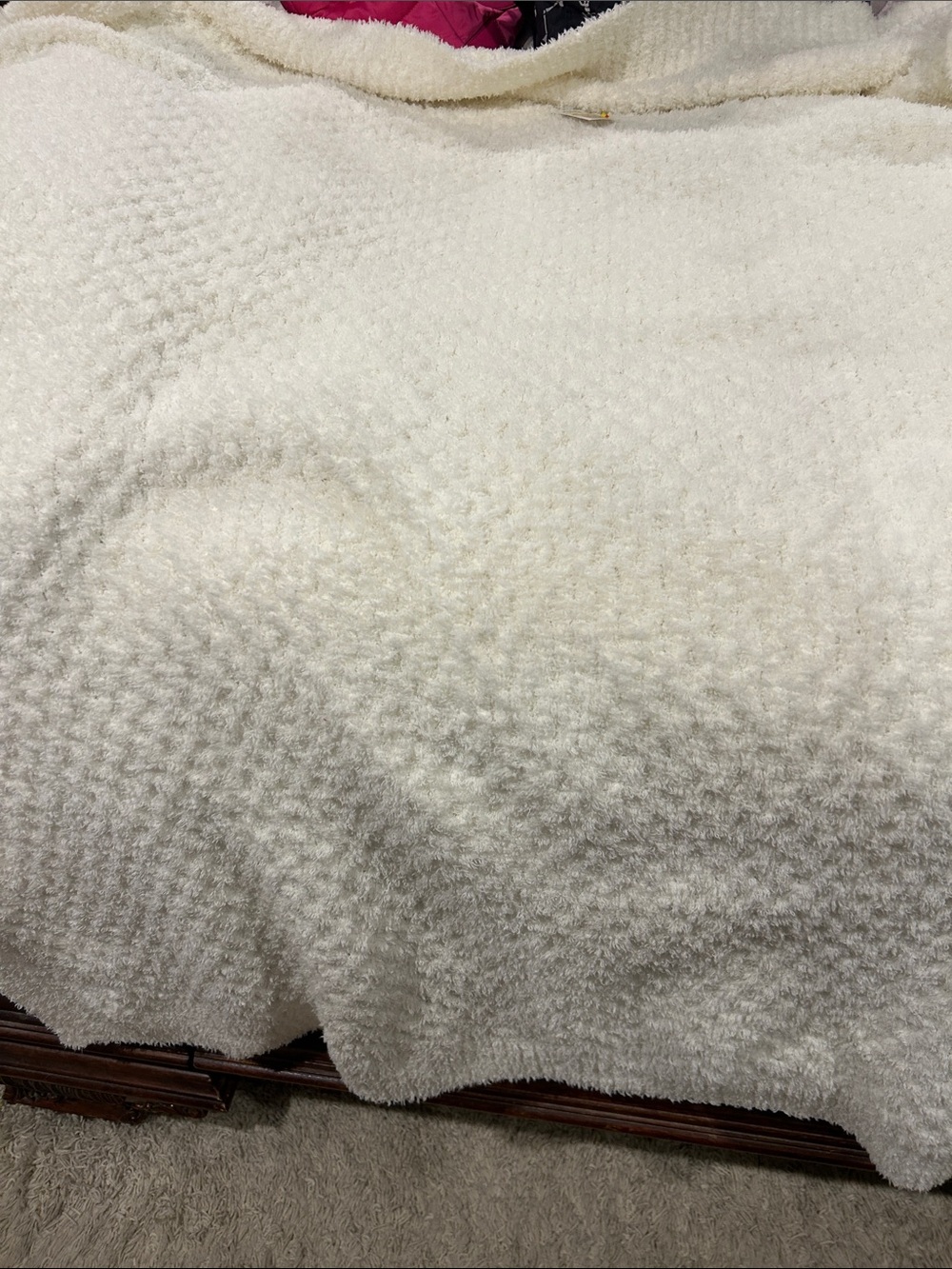 Barefoot Dreams Ivory Sherpa Throw Blanket - Soft Cream Texture